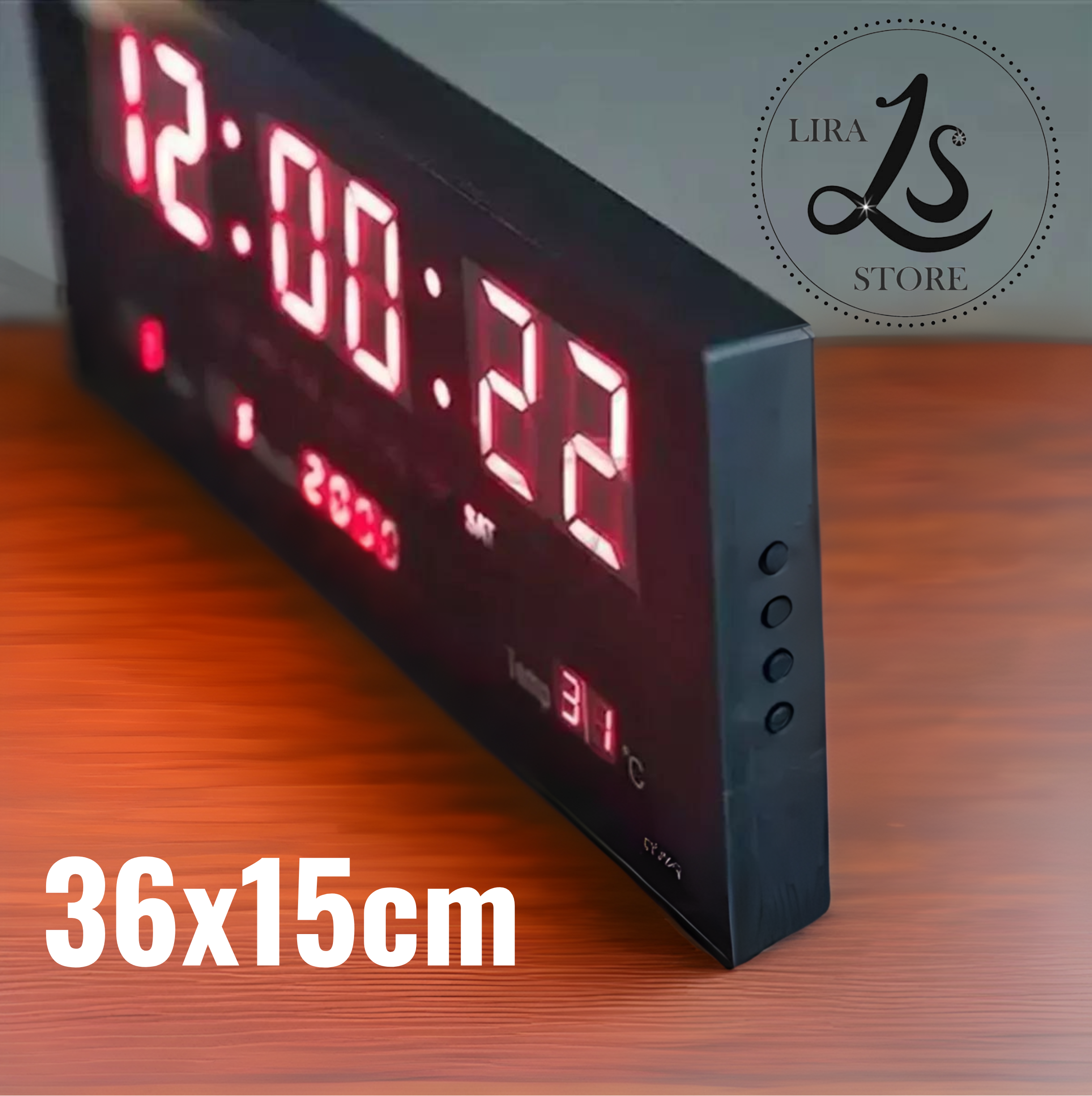 Reloj LED de Pared: Calendario, Temperatura, Alarmas + Garantía