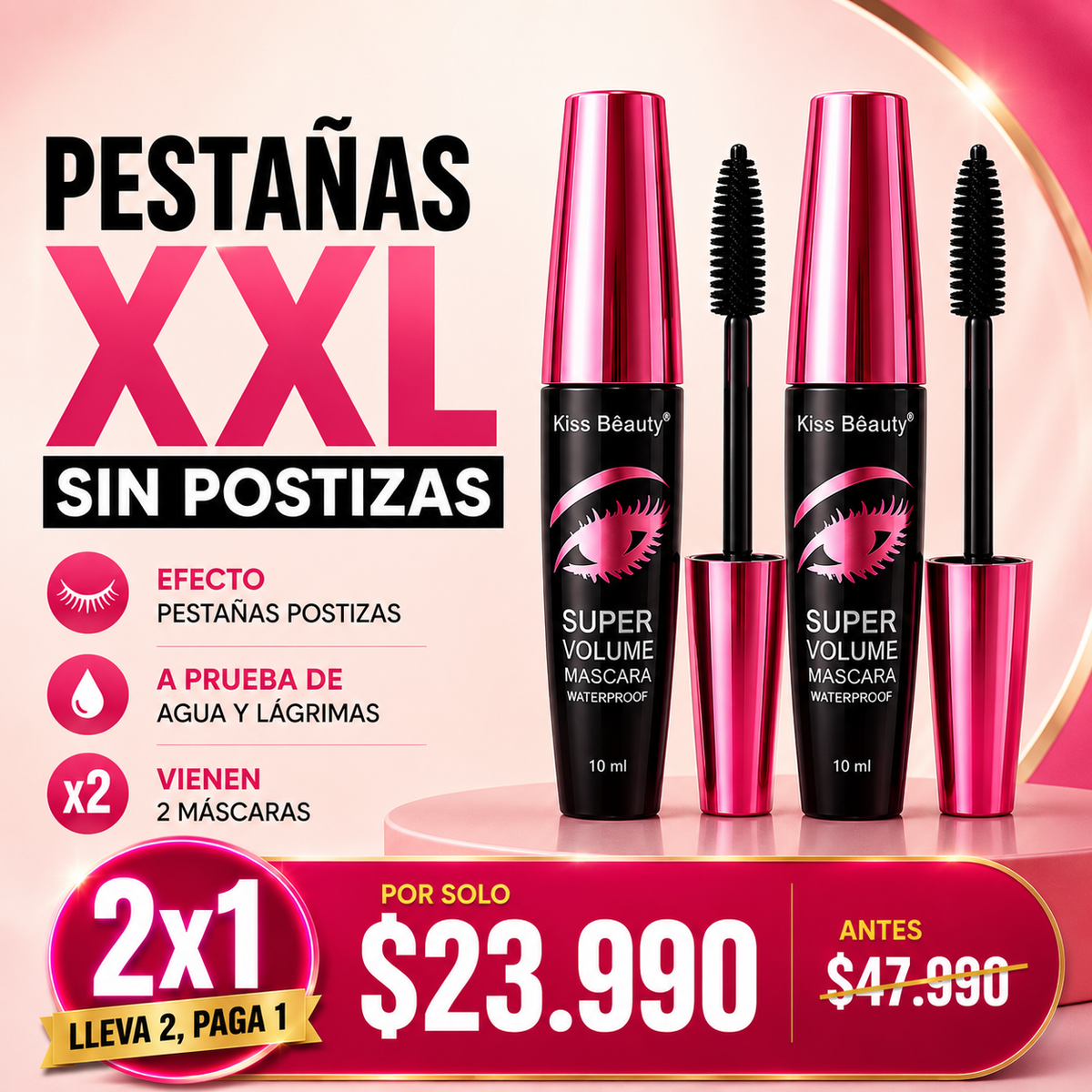 Máscara Efecto Pestañas Postizas · Pack 2 + Envío Gratis