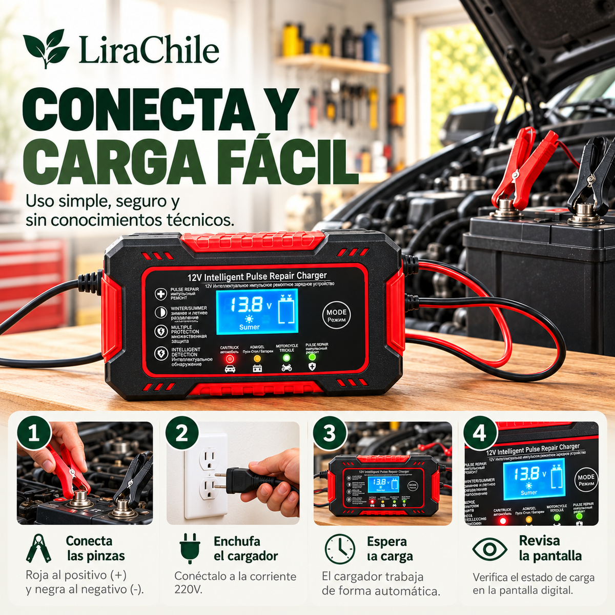 Cargador Reparador Inteligente de Baterías